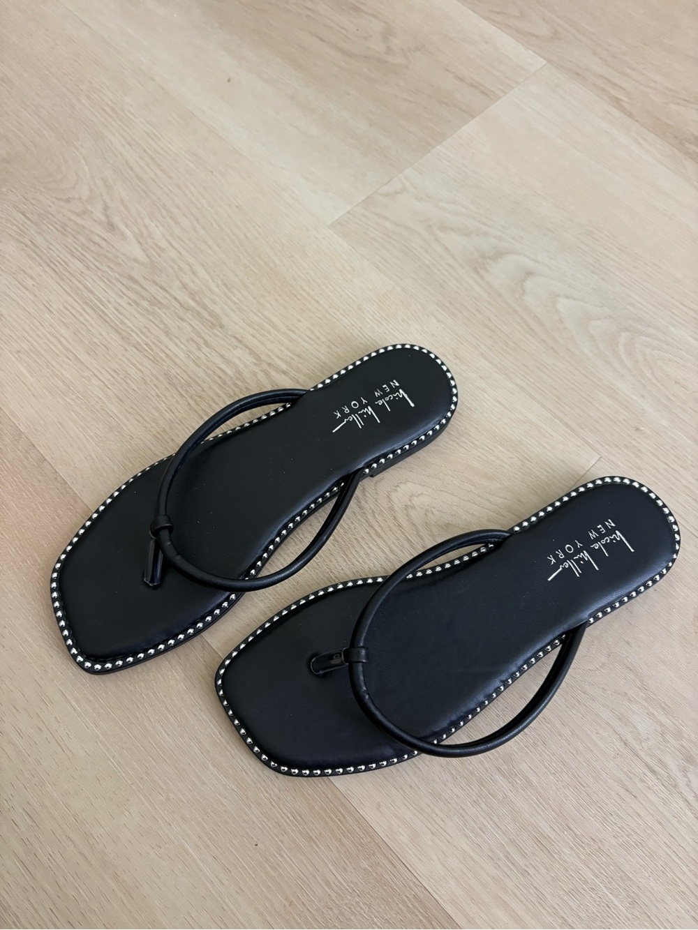 Black Stud-Trim Sandals